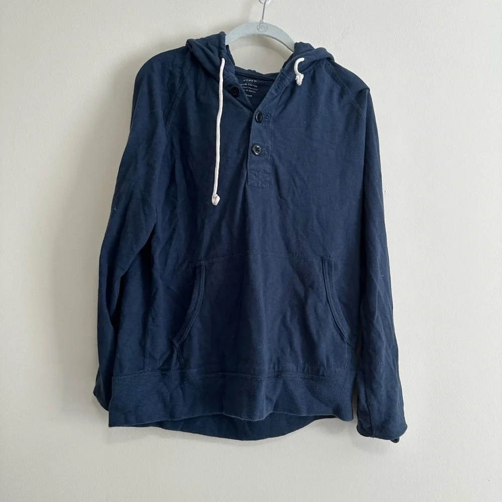 J Crew Men’s Blue Cotton Pull Over Sweatshirt Size Large